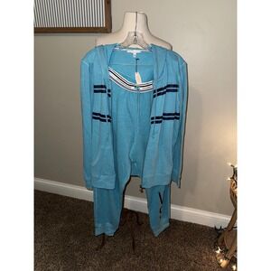 Victoria's Secret Light Blue Angel Hoodie Jogger Set Velour Sporty Lounge L